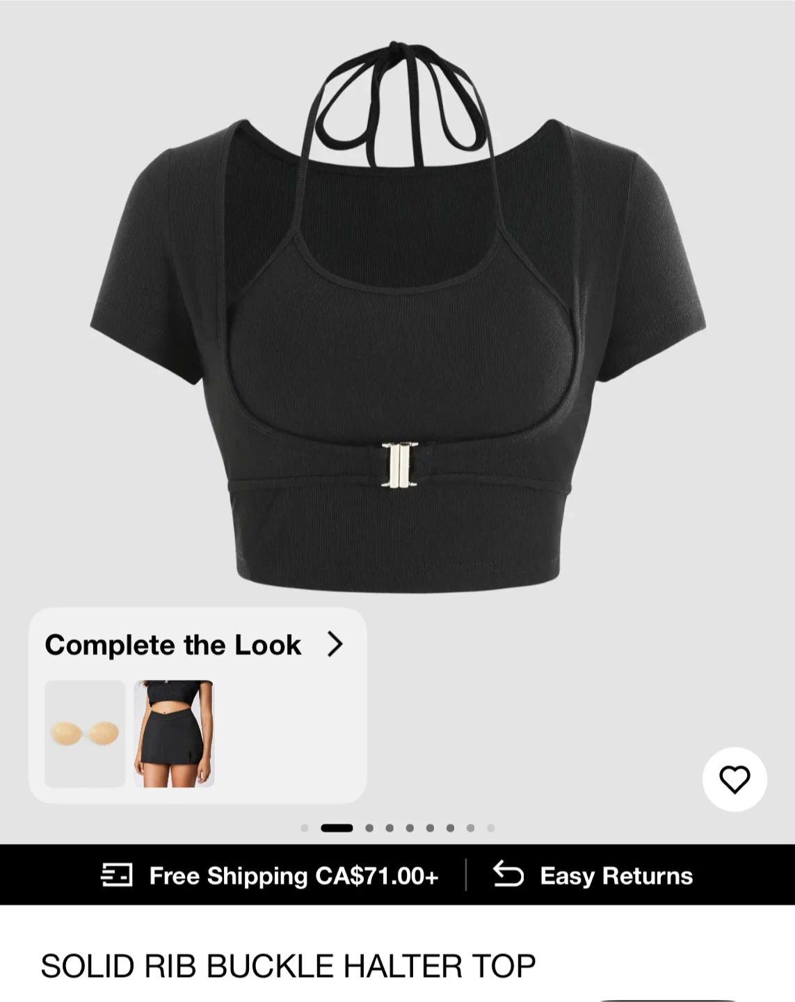 Cider Black Rib Buckle Halter Top - Size M
