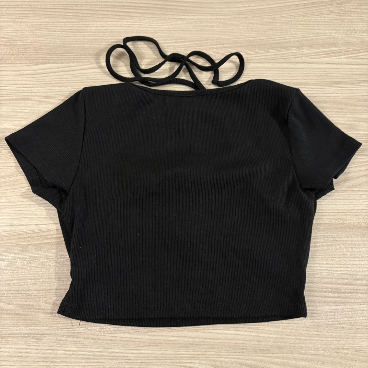 Cider Black Rib Buckle Halter Top - Size M - photo 3