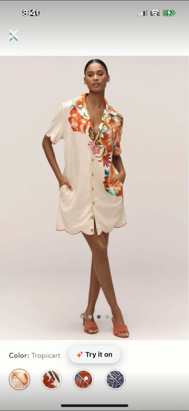 BNWT Farm Rio Linen Blend Scalloped Shirt Dress XS - photo 3