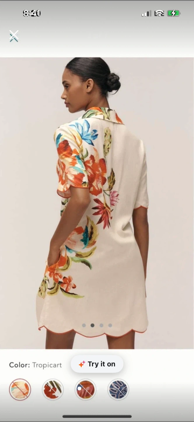 BNWT Farm Rio Linen Blend Scalloped Shirt Dress XS - photo 2
