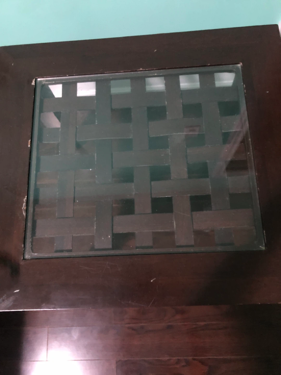 Brown End Table with Glass Top, set of two - photo 2