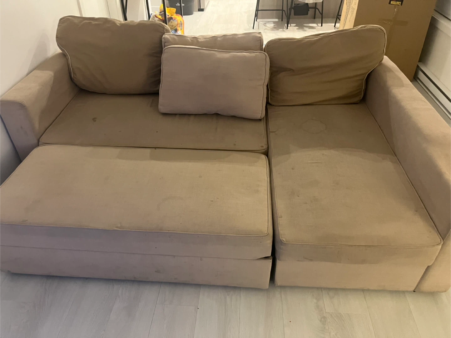 Beige Sectional Sofa with Pull-Out Bed - photo 2
