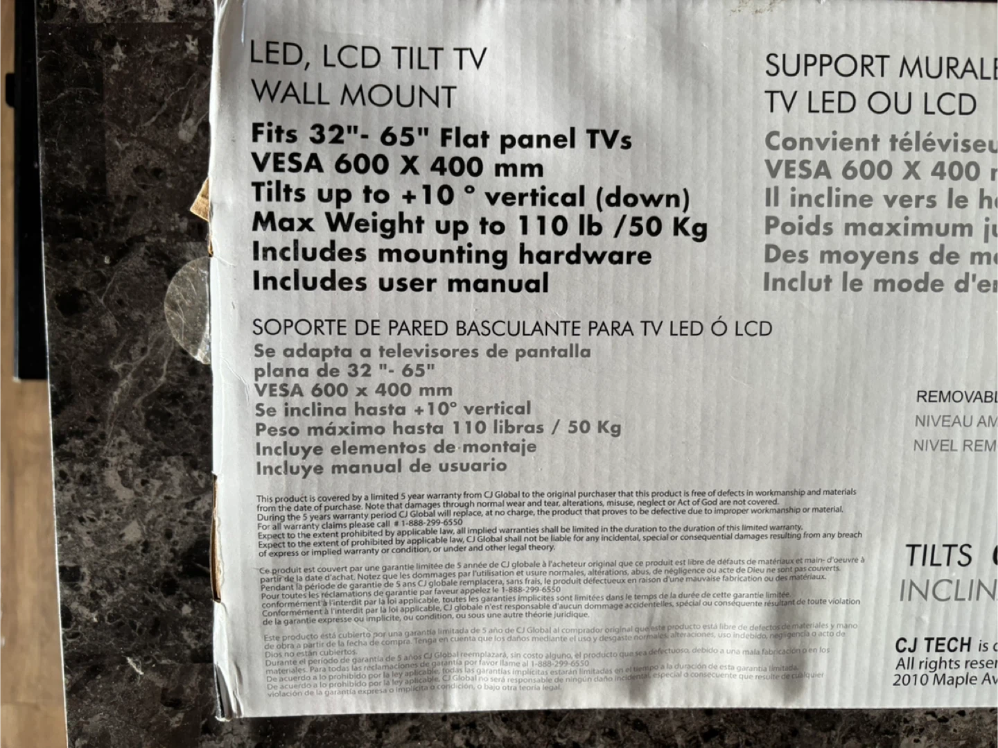 CJ Tech LED/LCD Tilt TV Wall Mount 32"-65" - photo 3