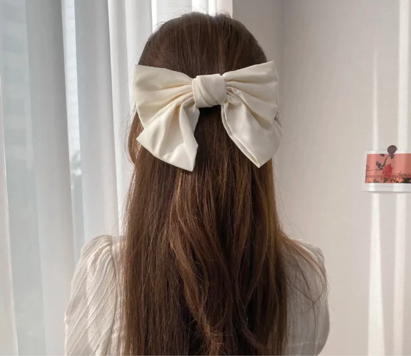 Bow Hair Clip - Black and Cream