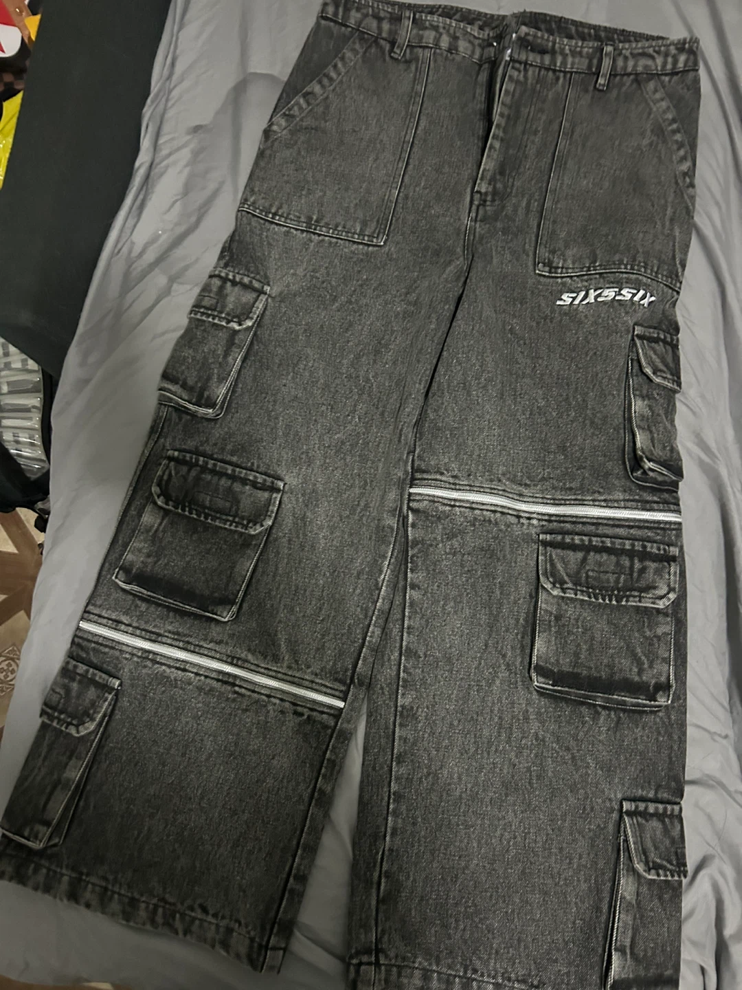 SIX5SIX Gray Denim Cargo Pants - Size 32