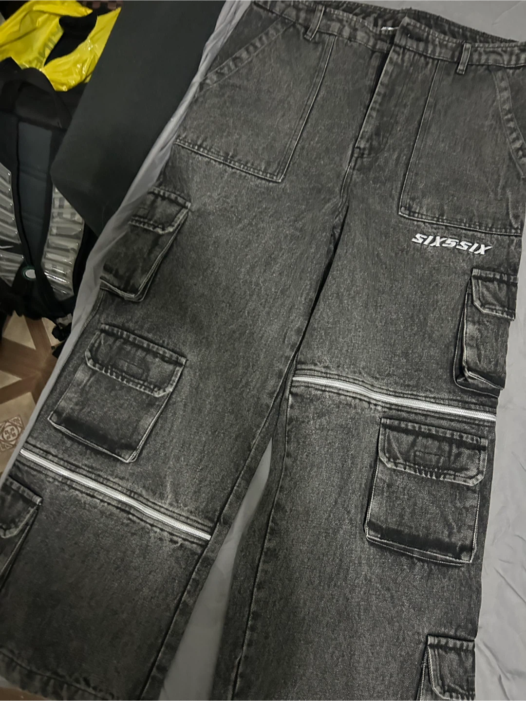 SIX5SIX Gray Denim Cargo Pants - Size 32 - photo 2