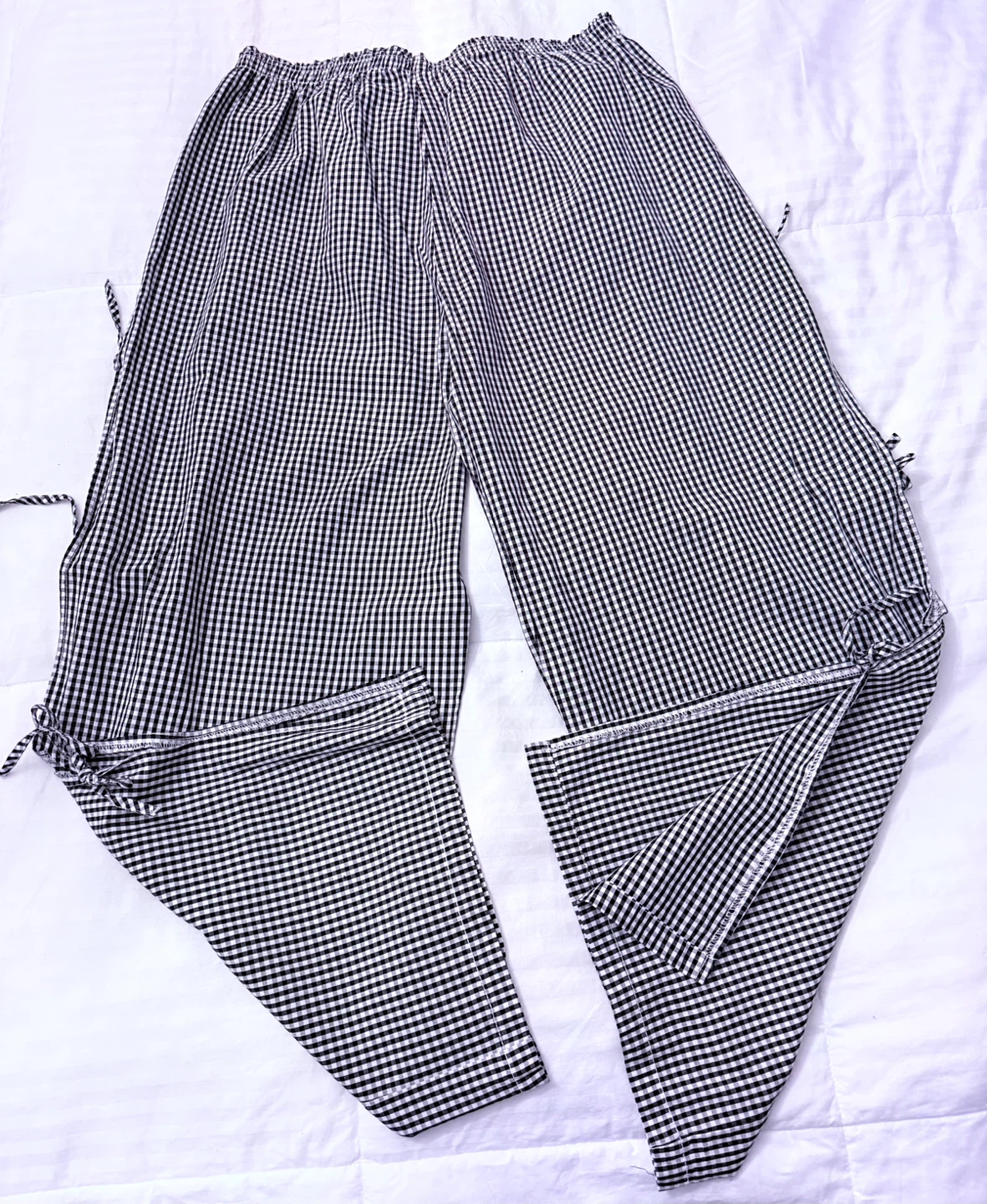 Gingham Side Tie Pull-On Cotton Pants - photo 5