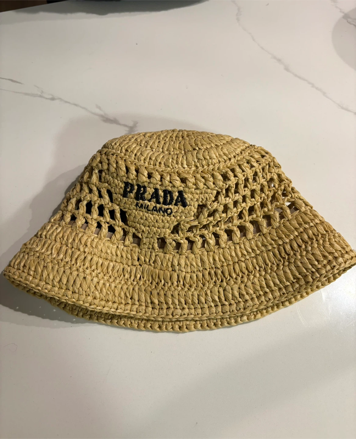 Prada Milano Raffia Bucket Hat - Size M