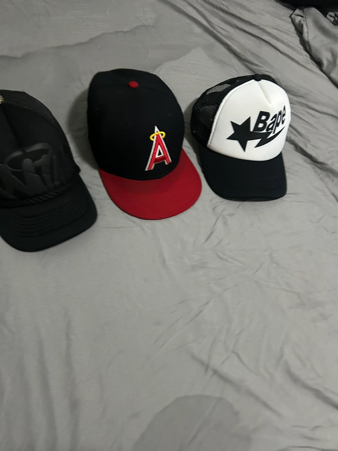 Baseball Caps: Bape, Angels, Black