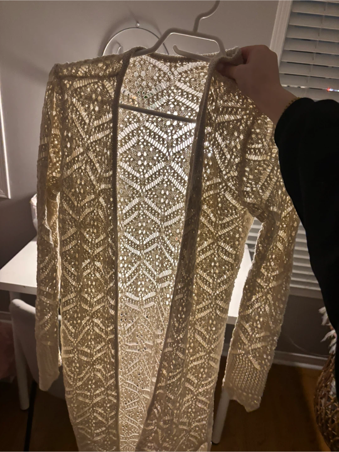 Cream Crochet Cardigan