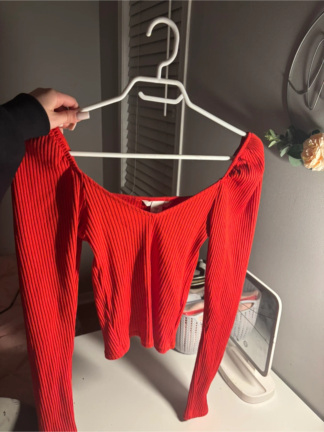 Red Long Sleeve Top