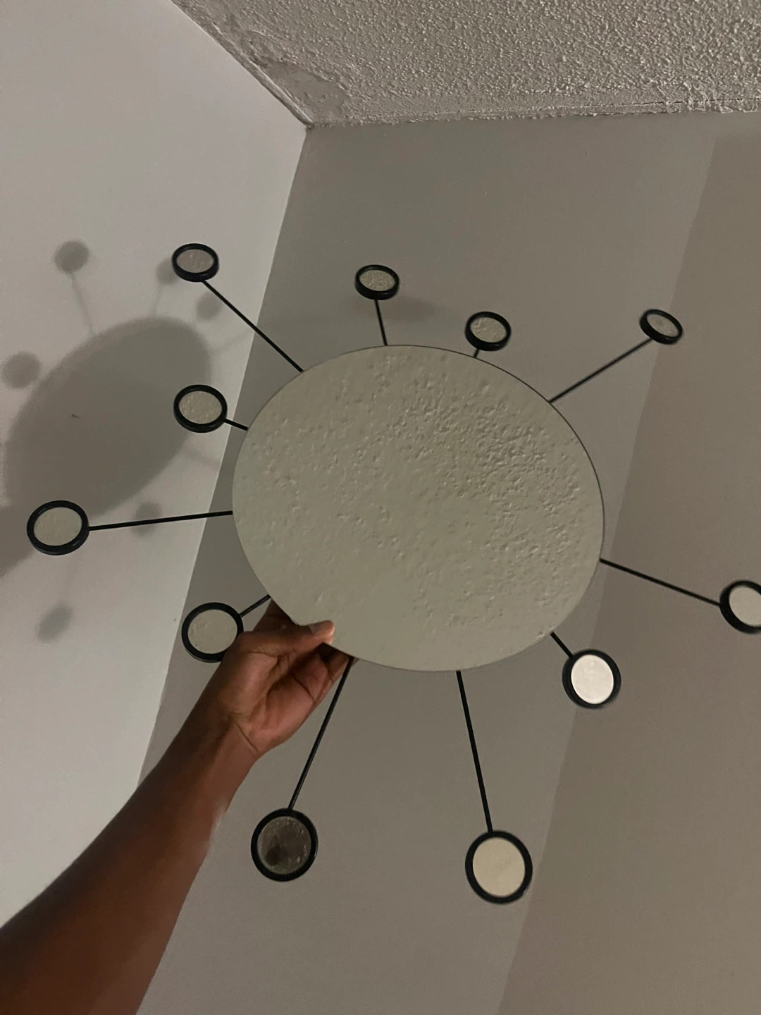 Round Wall Mirror with Metal Accents