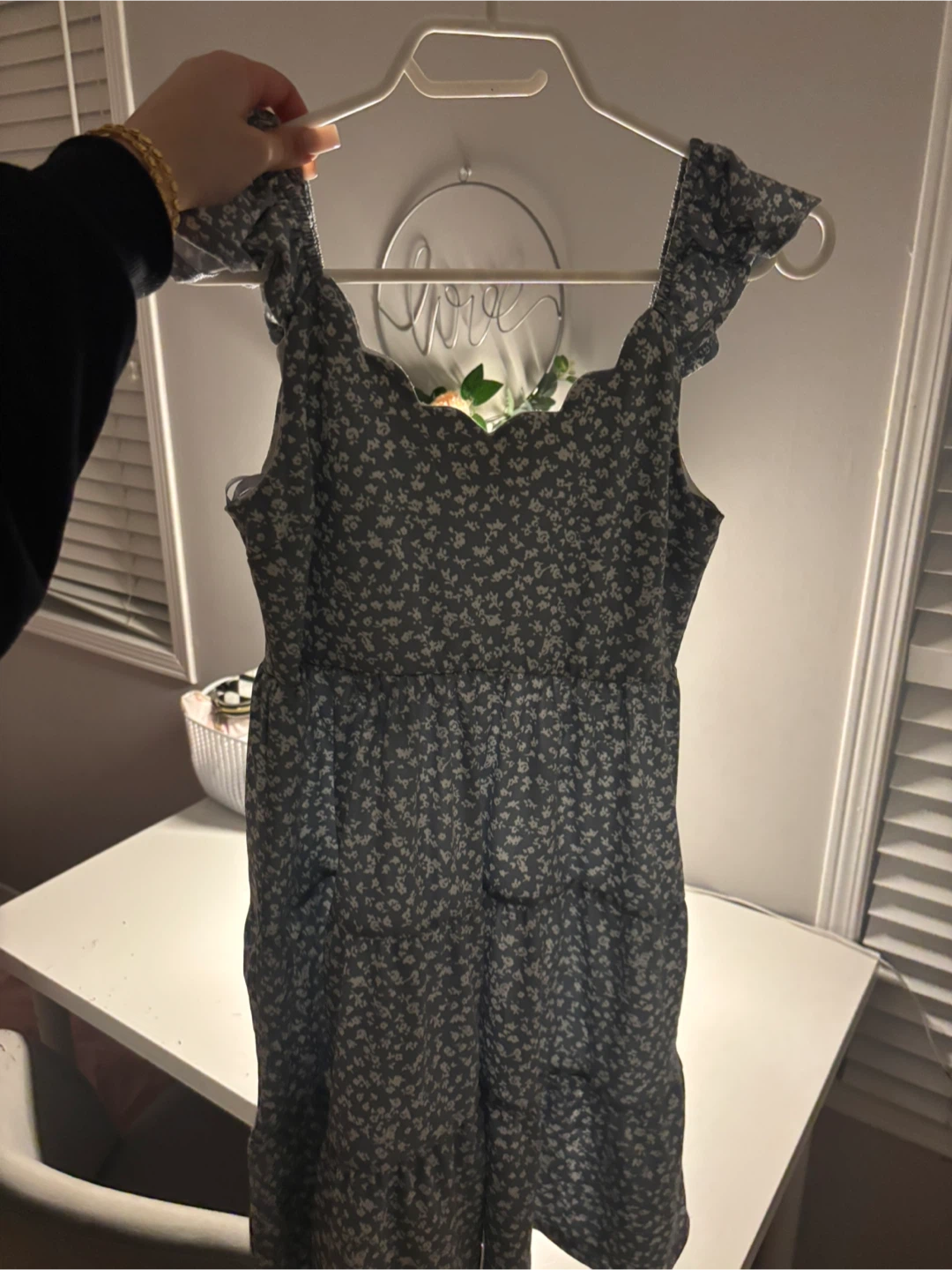 Floral Sundress - blue Grey