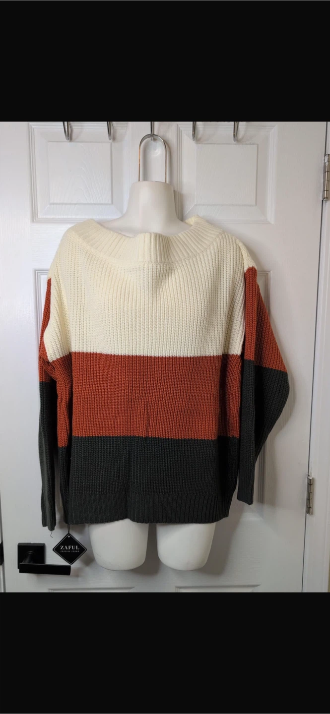 NEW! Zaful Colour Block Off Shoulder Sweater - photo 4