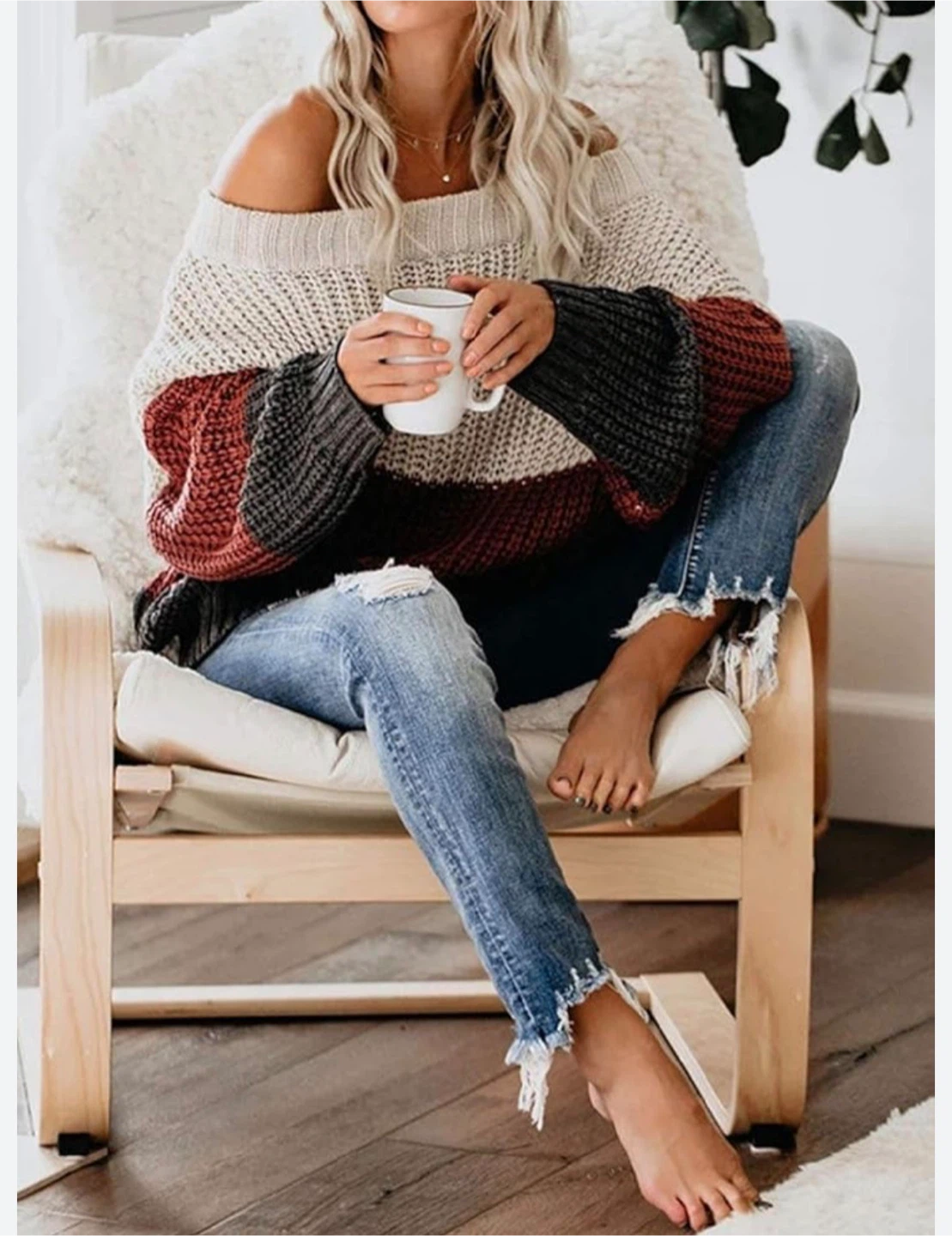 NEW! Zaful Colour Block Off Shoulder Sweater - photo 2