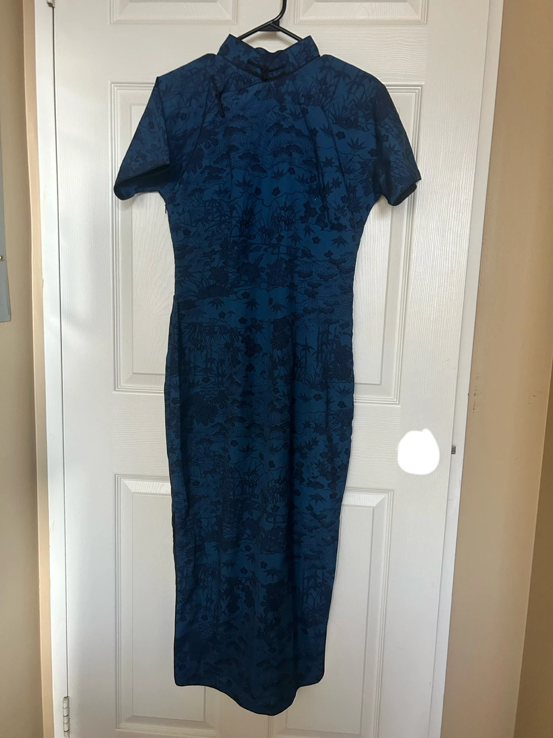 Blue black Patterned qipao Dress S - photo 2