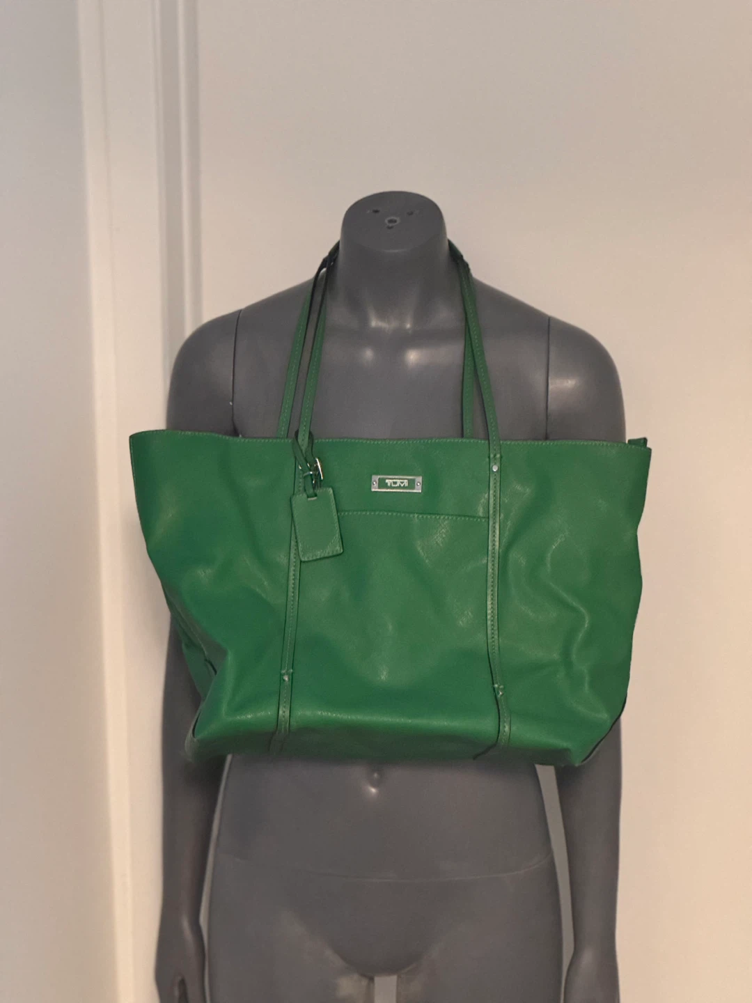 Tumi Green Leather Tote Bag
