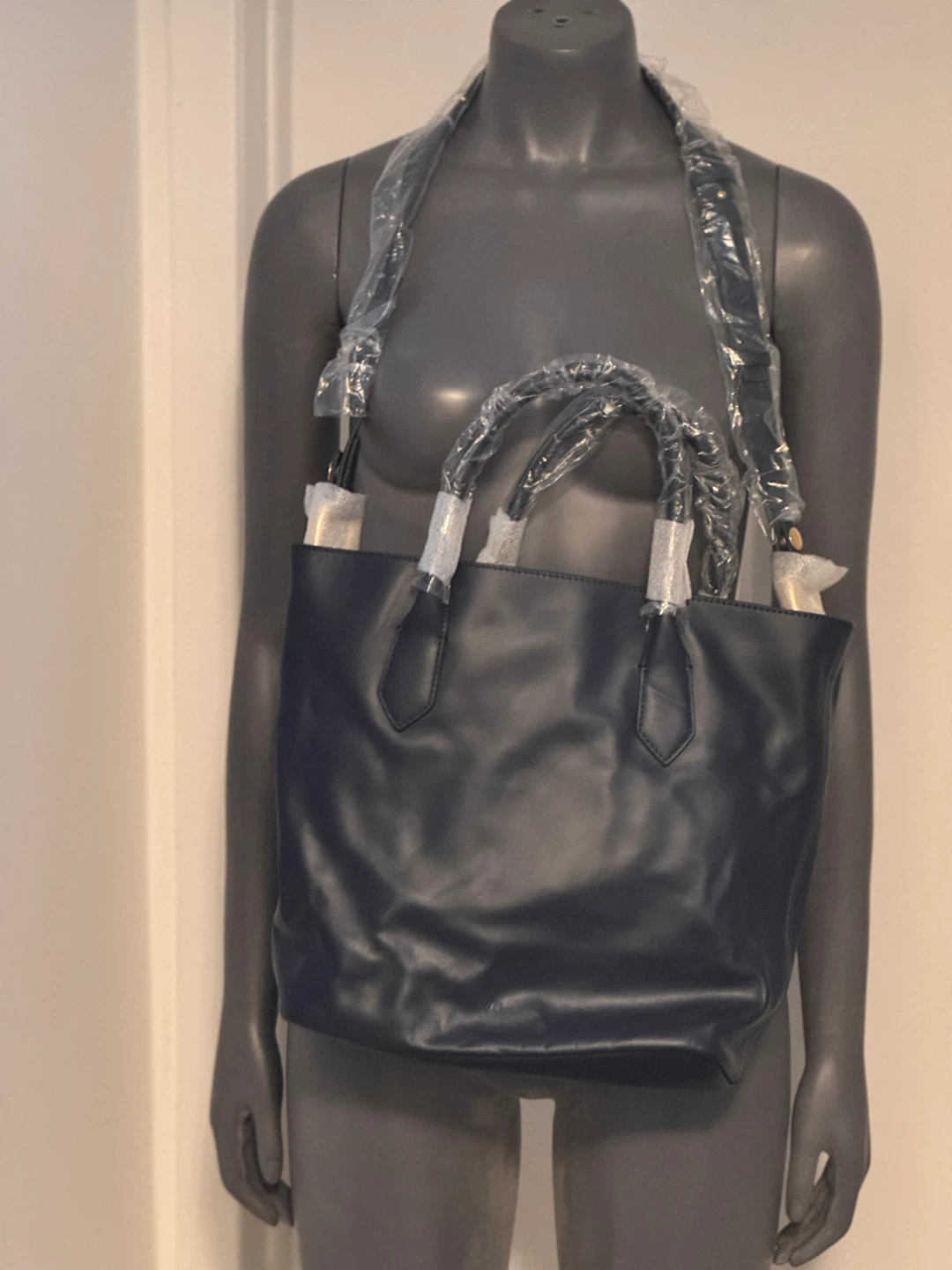 J.Crew Navy Blue Leather Tote Bag - New - photo 5