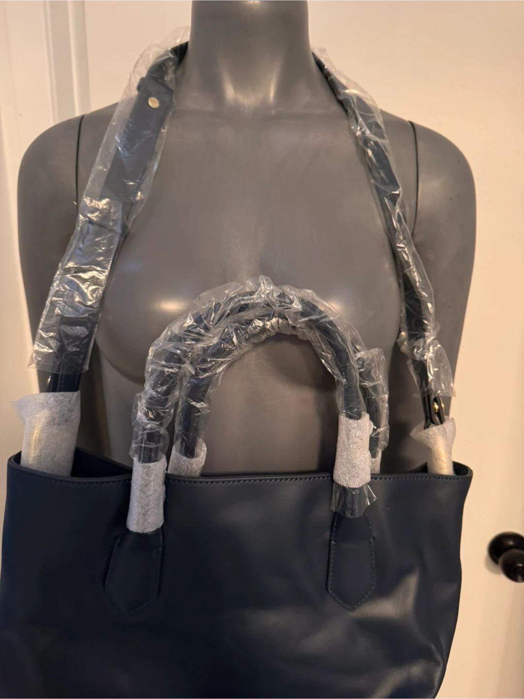 J.Crew Navy Blue Leather Tote Bag - New - photo 2