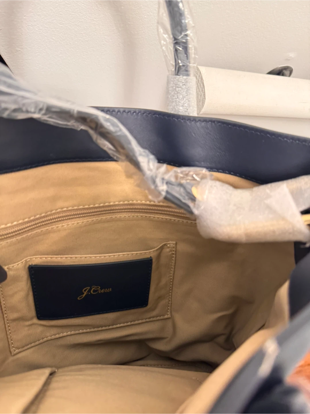 J.Crew Navy Blue Leather Tote Bag - New - photo 3