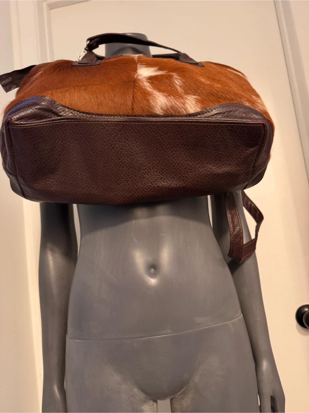Brown Leather & Cowhide Tote Bag - photo 3