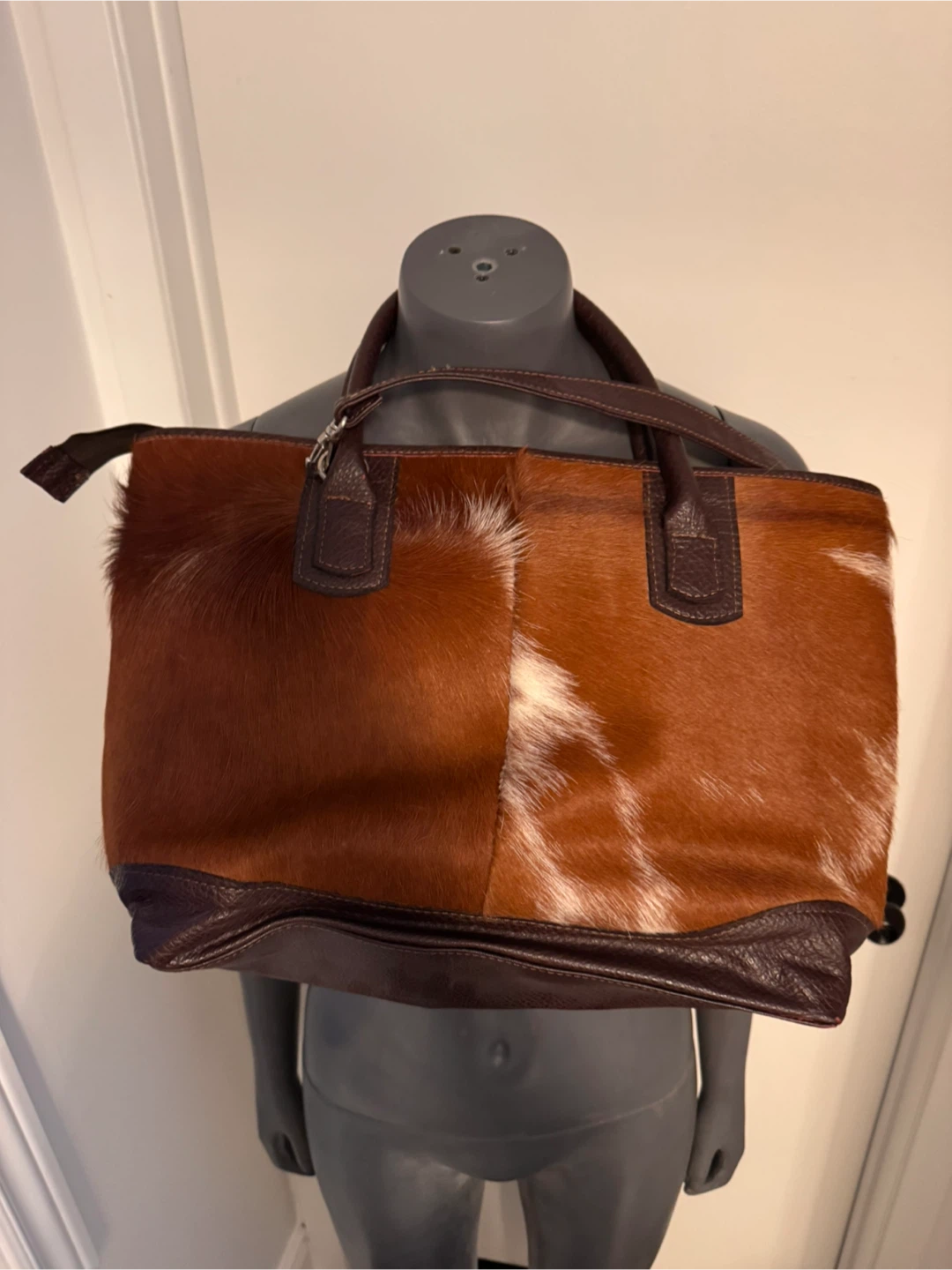 Brown Leather & Cowhide Tote Bag - photo 2