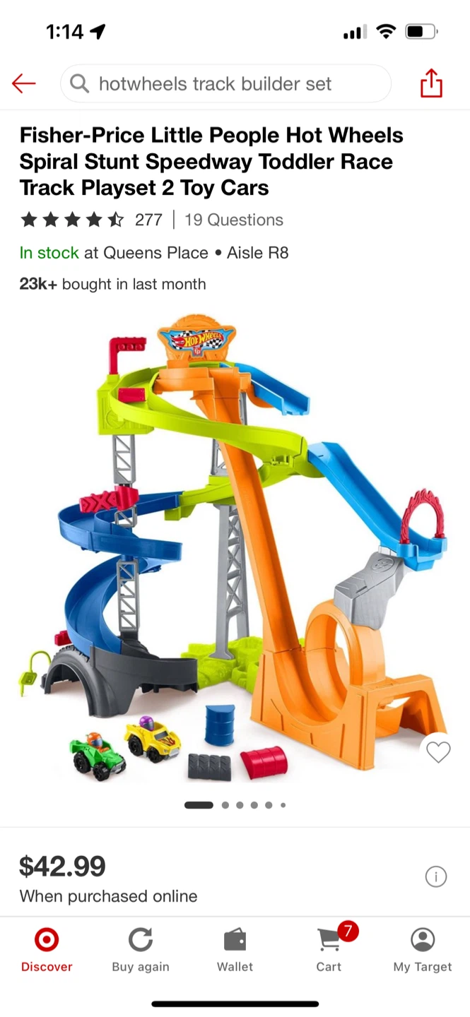 Fisher-Price Little People Hot Wheels Spiral Stunt Speedway