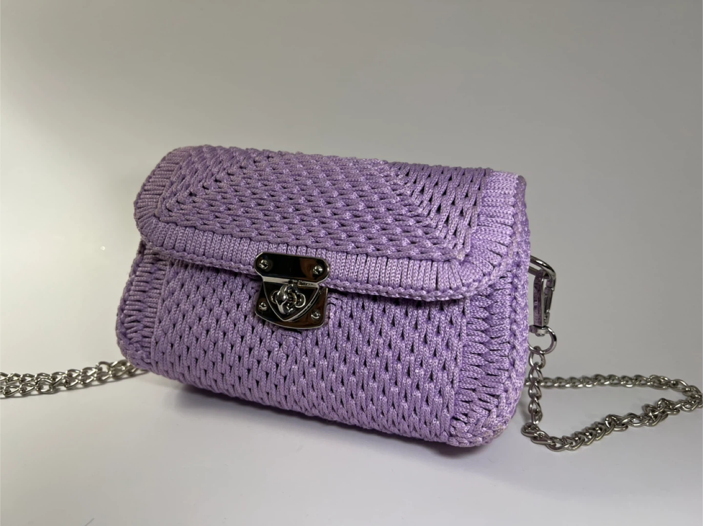 Handmade Lilac Crochet Shoulder Bag - photo 4