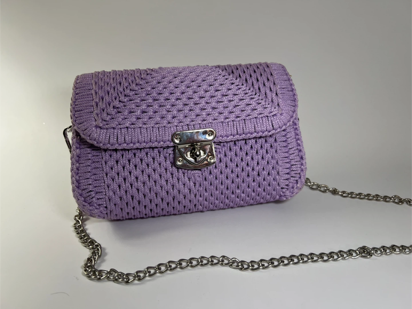 Handmade Lilac Crochet Shoulder Bag