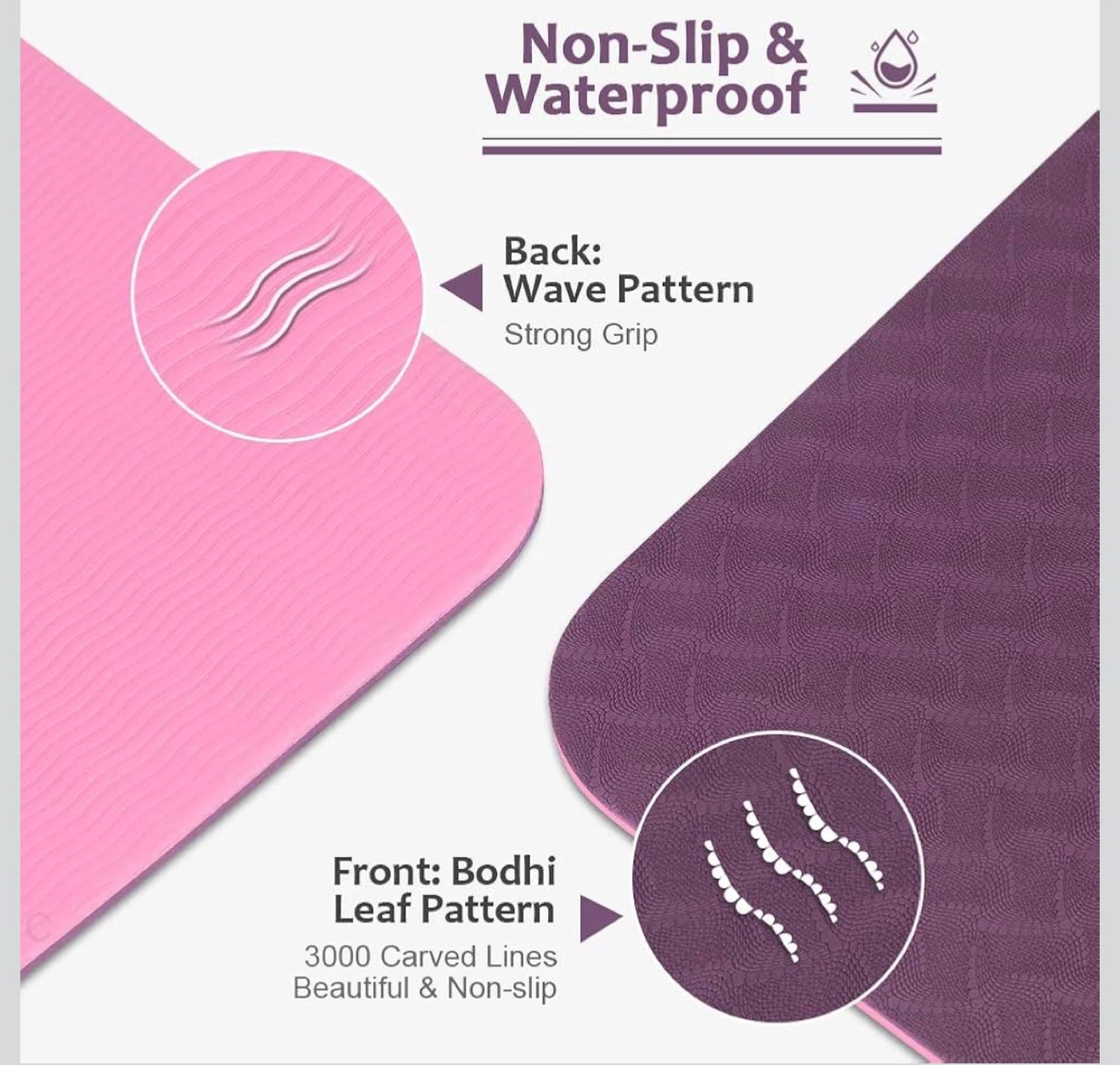 Giyanis Yoga Mat - Purple/Pink, 6mm Thick - photo 3