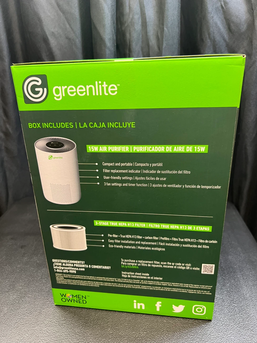 Greenlite Air Purifier + True HEPA H13 Filter - New - photo 4