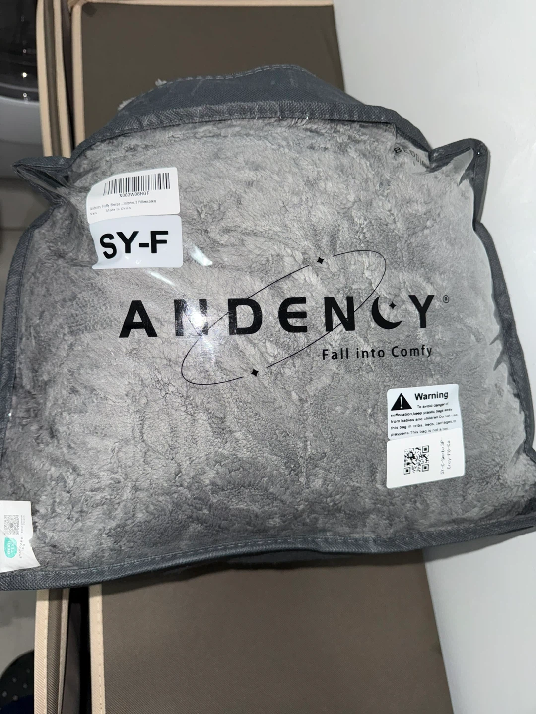 Andency Grey Boho Tufted Sherpa Velvet Comforter Set. Full size - photo 5