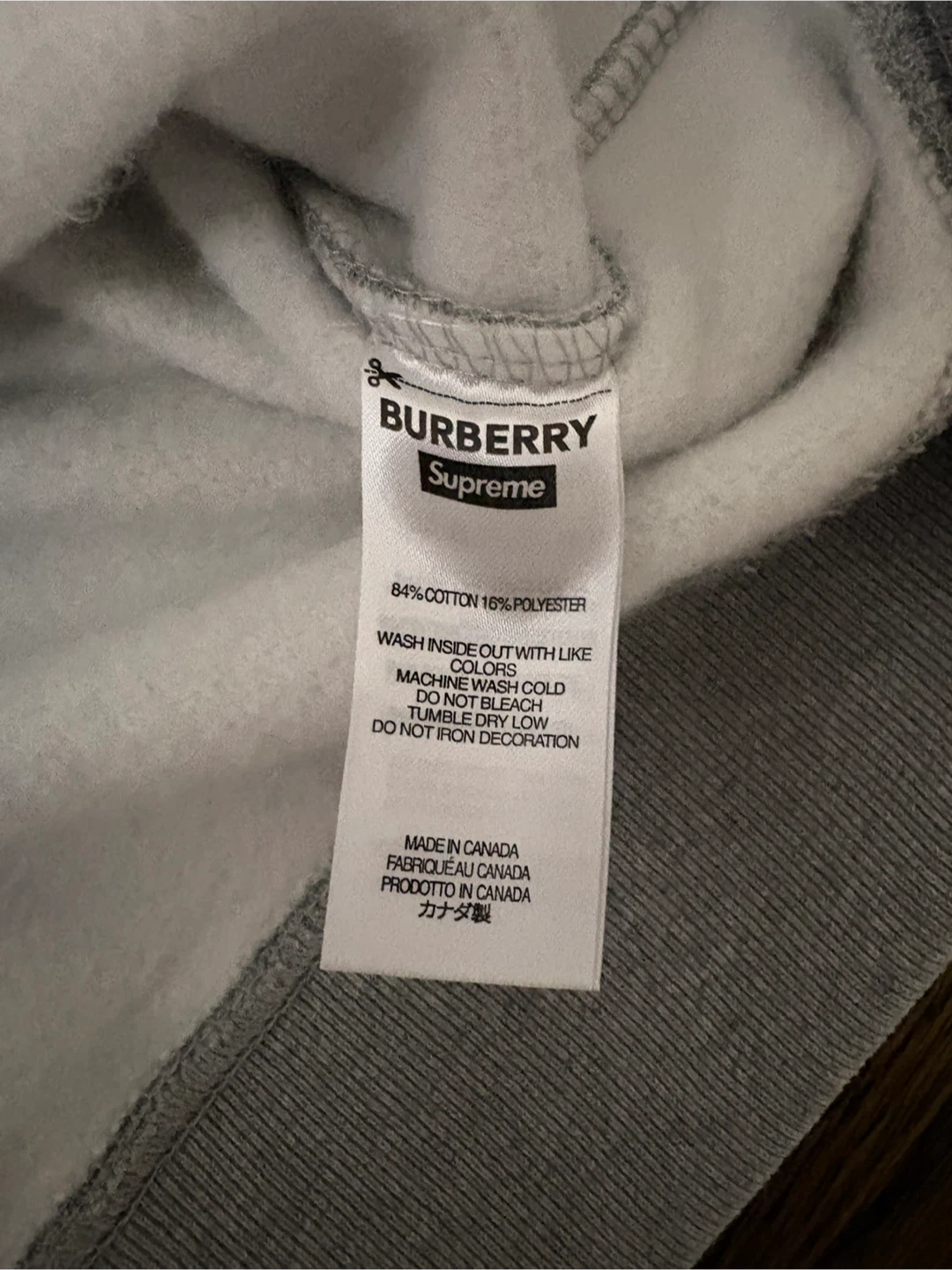 Burberry x Supreme Hoodie Gray - photo 3