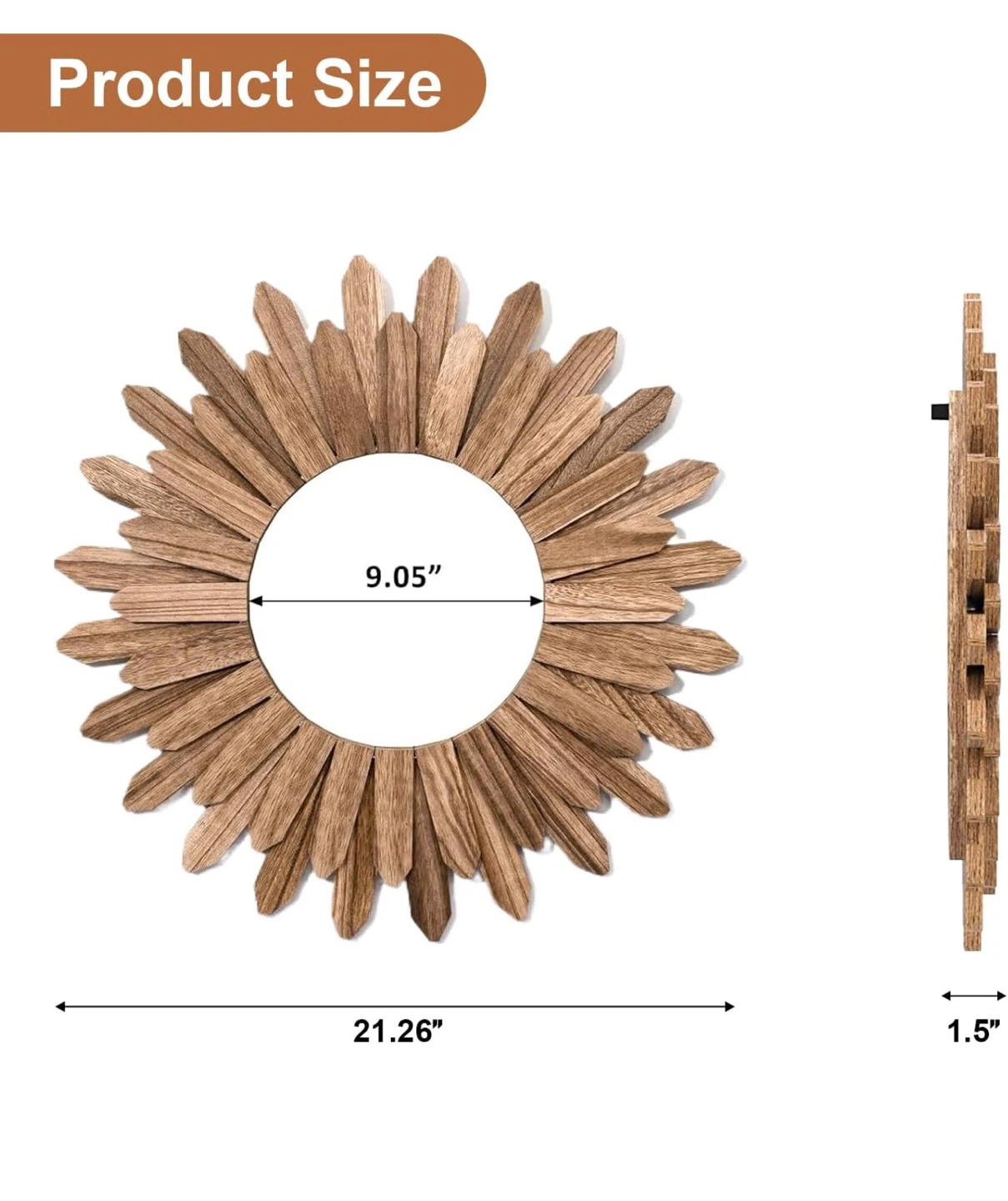 Emfogo Wooden Wall Mirror 21.26" - photo 3