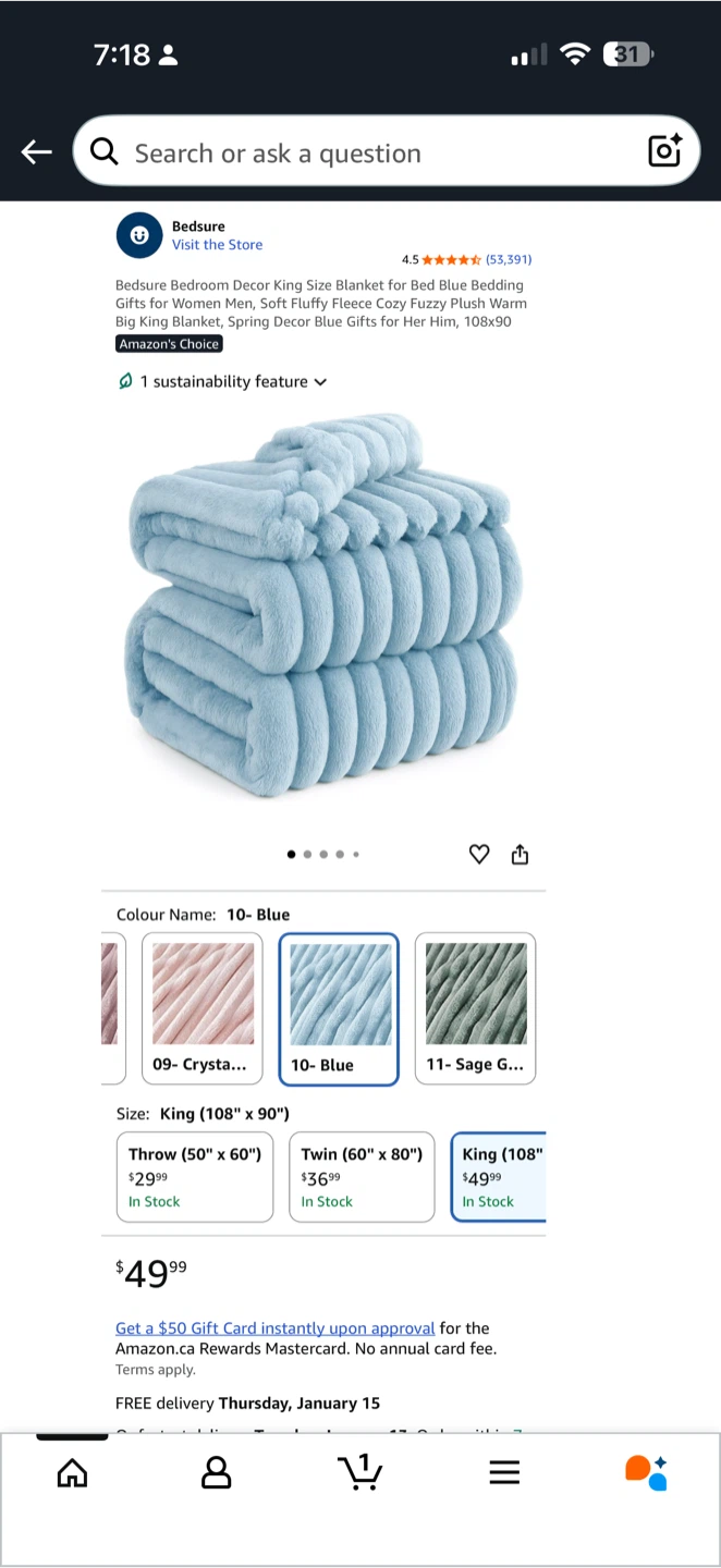 Bedsure King Size Blue Blanket (108x90) - photo 4
