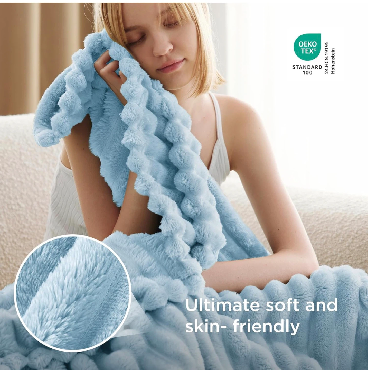 Bedsure King Size Blue Blanket (108x90) - photo 2