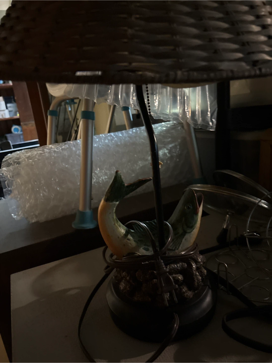 Fish Table Lamp with Wicker Shade - photo 2