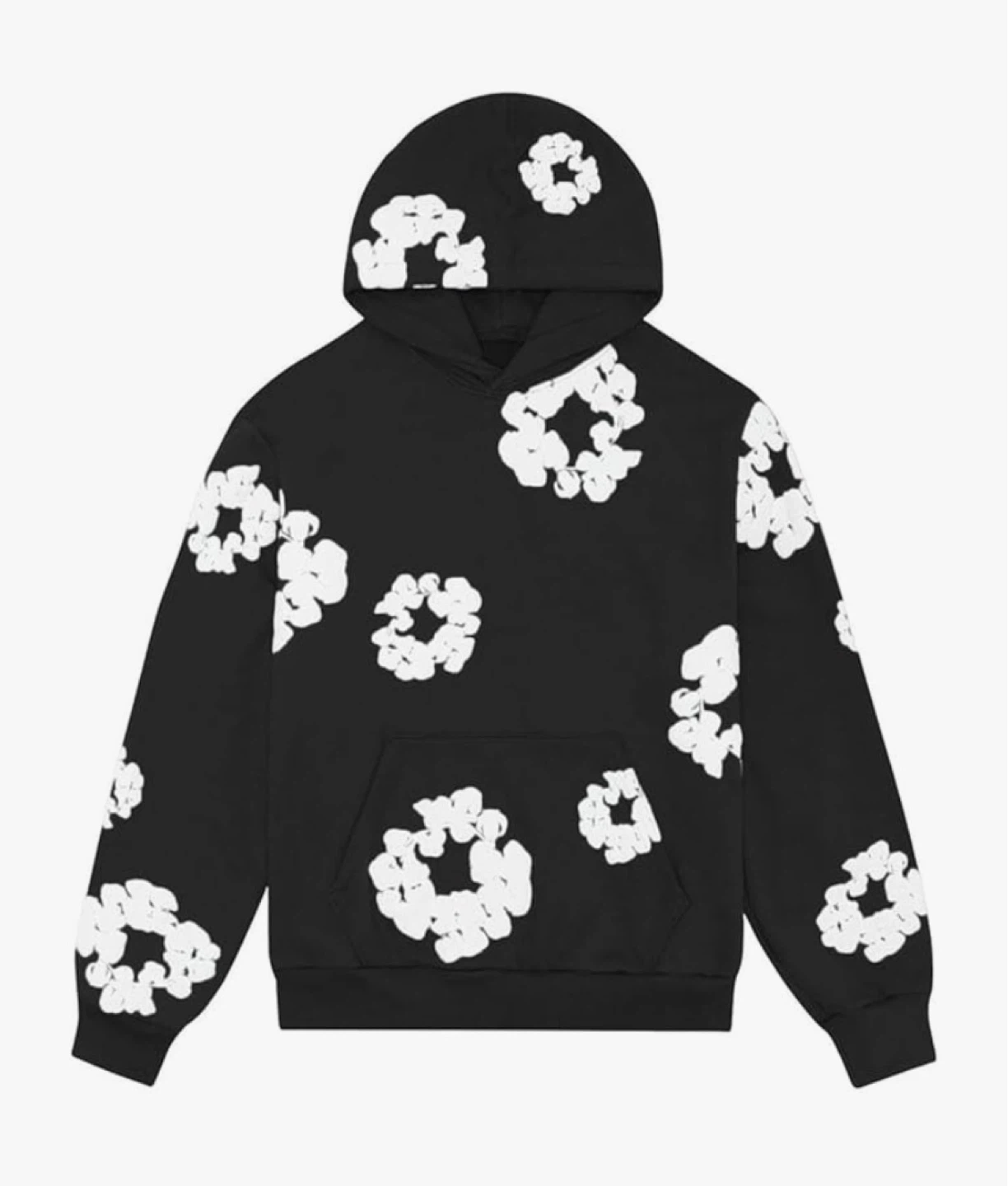Black Hoodie with White Floral Print - photo 4