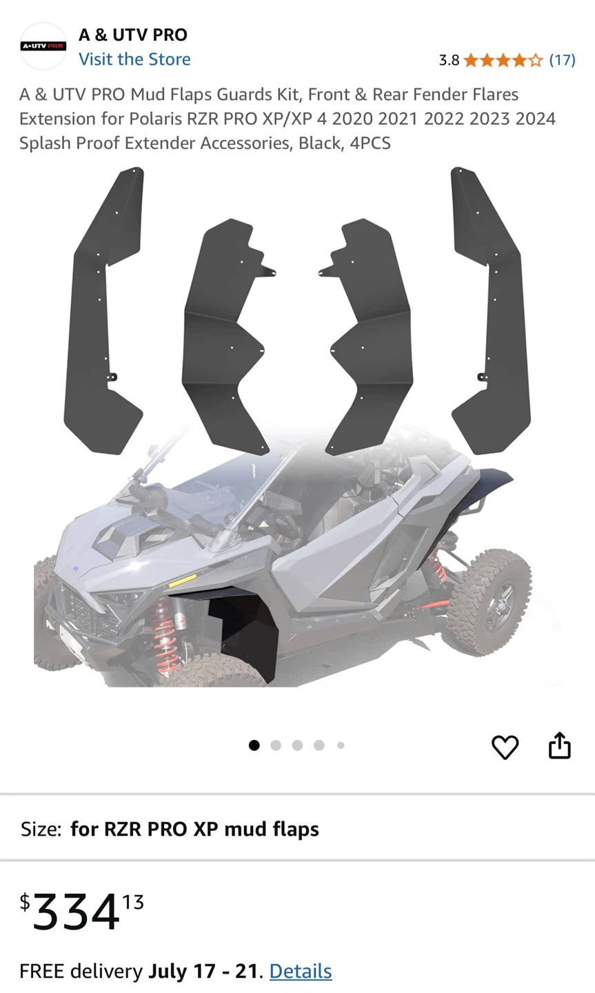 A & UTV PRO Mud Flaps for Polaris RZR PRO XP - photo 4