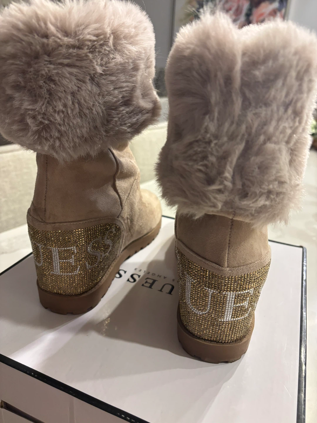 Guess Beige Suede Boots with Fur Trim - photo 3