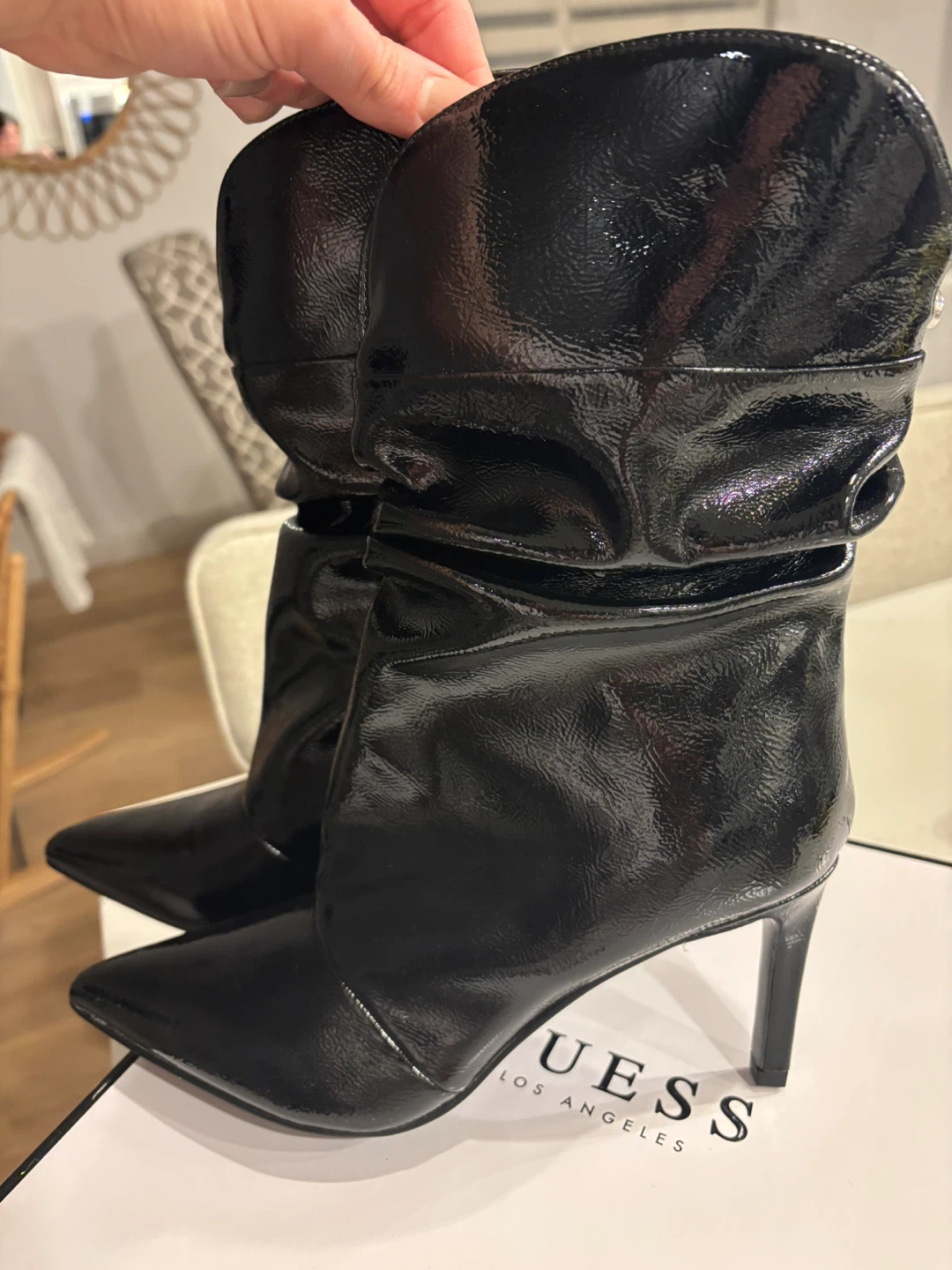 Guess Black Patent Leather Knee High Boots - photo 2