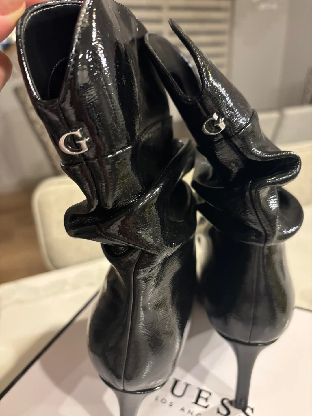 Guess Black Patent Leather Knee High Boots - photo 3