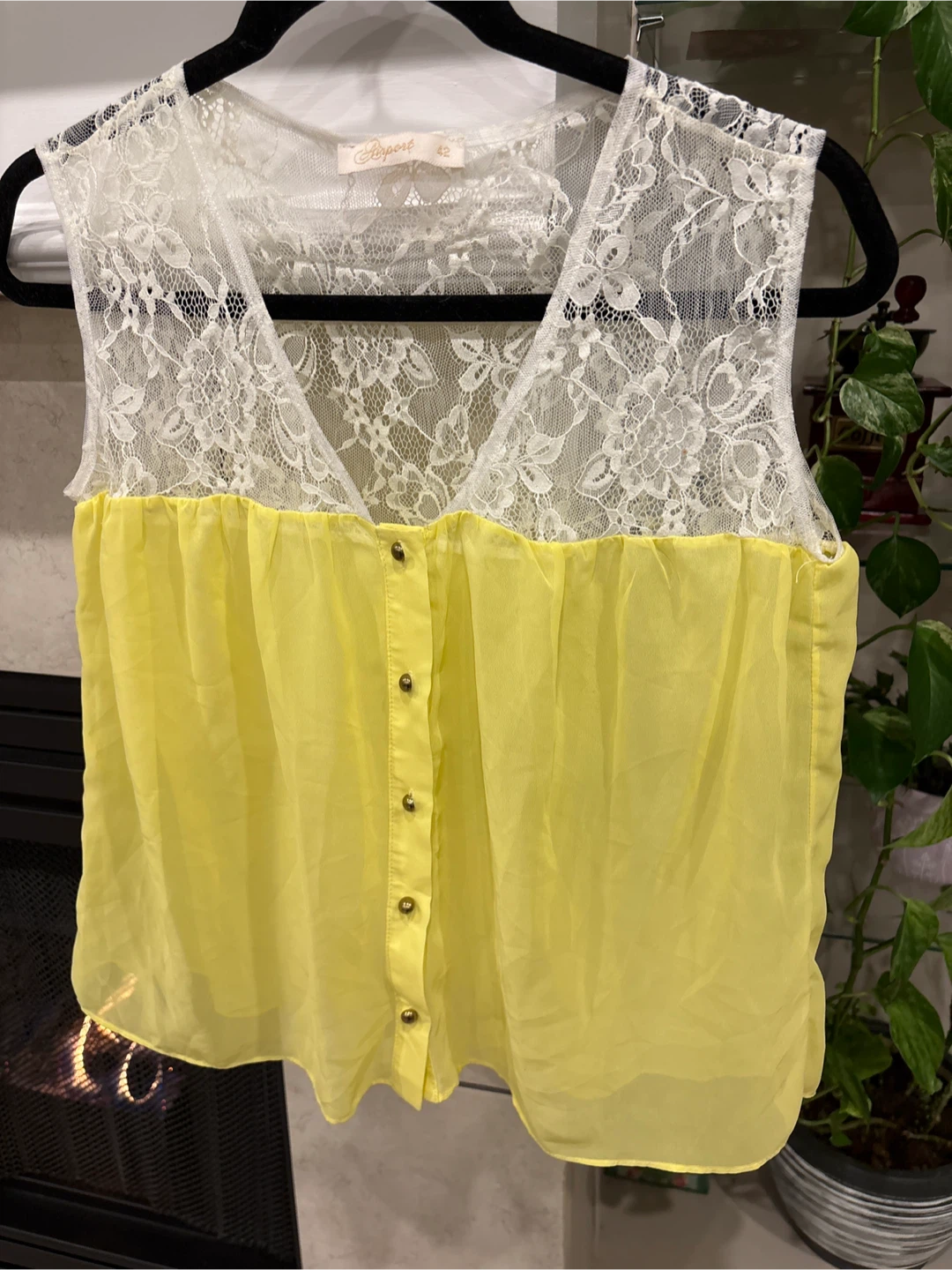 Aeropostale Yellow & Lace Tank Top - Size S - photo 3