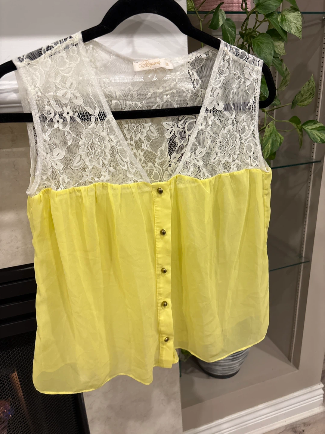 Aeropostale Yellow & Lace Tank Top - Size S - photo 2