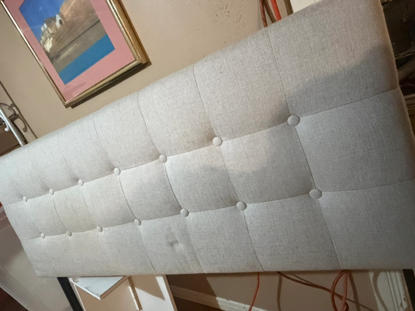 Upholstered Headboard - Grey/Beige size double 140 cm - photo 2
