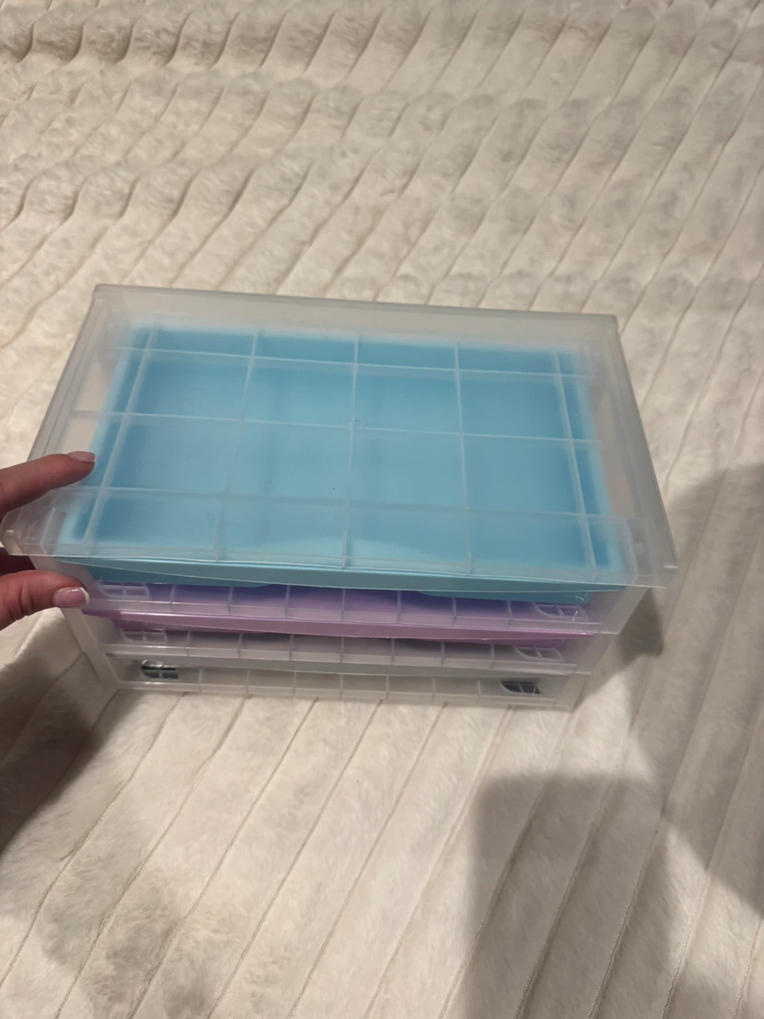 3-Tier Plastic Drawer Organizer - Blue, Purple, Grey - photo 2