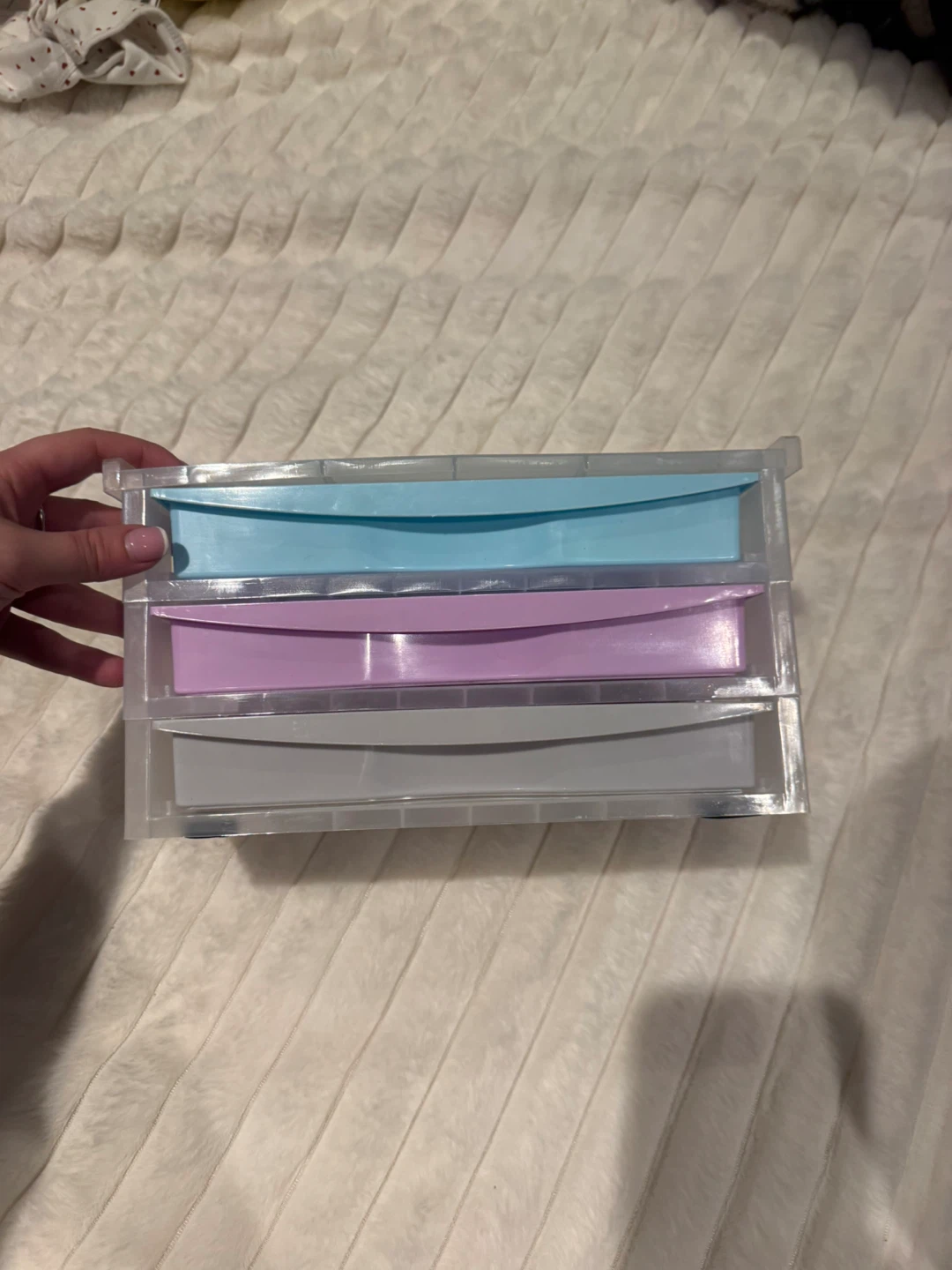 3-Tier Plastic Drawer Organizer - Blue, Purple, Grey