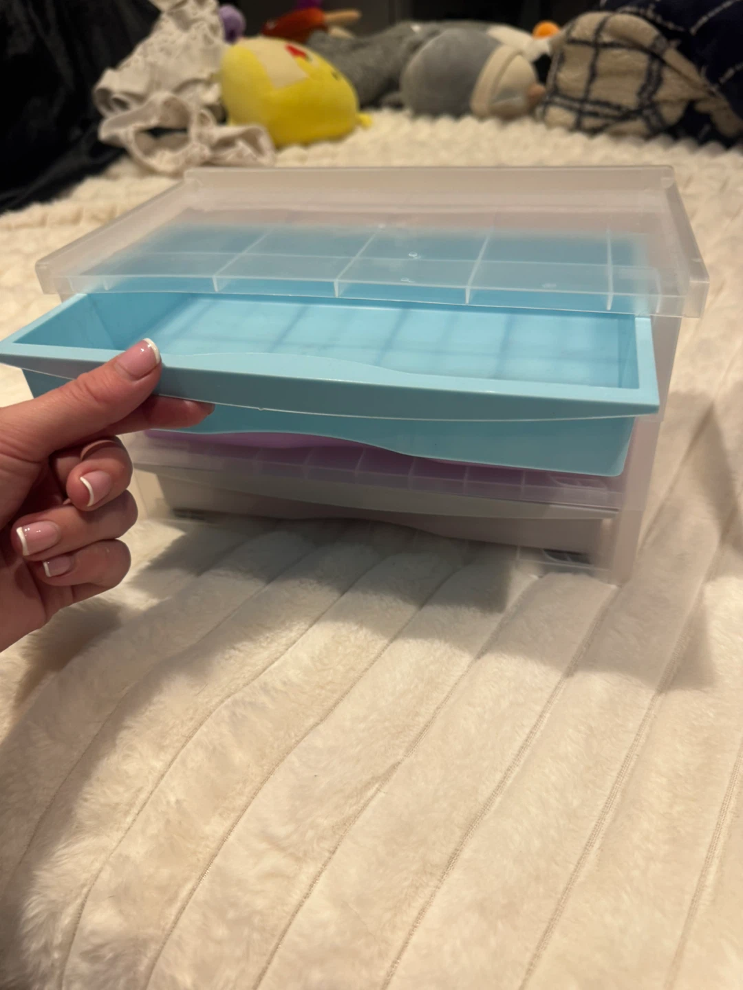3-Tier Plastic Drawer Organizer - Blue, Purple, Grey - photo 3
