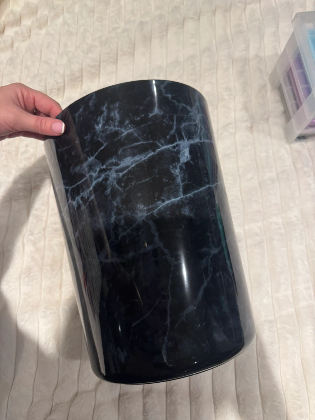 Black Marble Trash Can