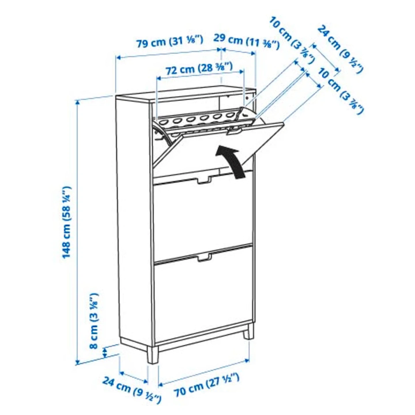 IKEA Hemnes Black-Brown Shoe Cabinet - photo 3